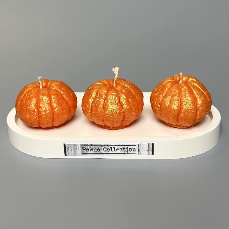 Набор новогодних ароматических свечей Stand Tangerines на подставке из скульптурного гипса 1 шт