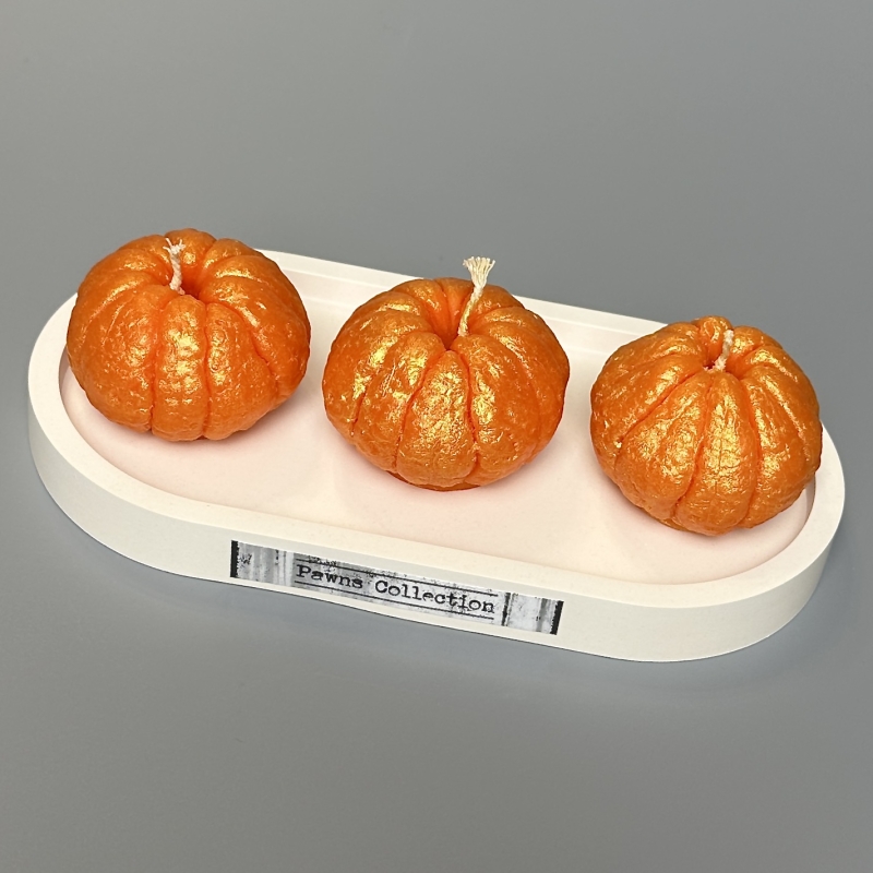 Набор новогодних ароматических свечей Stand Tangerines на подставке из скульптурного гипса 1 шт