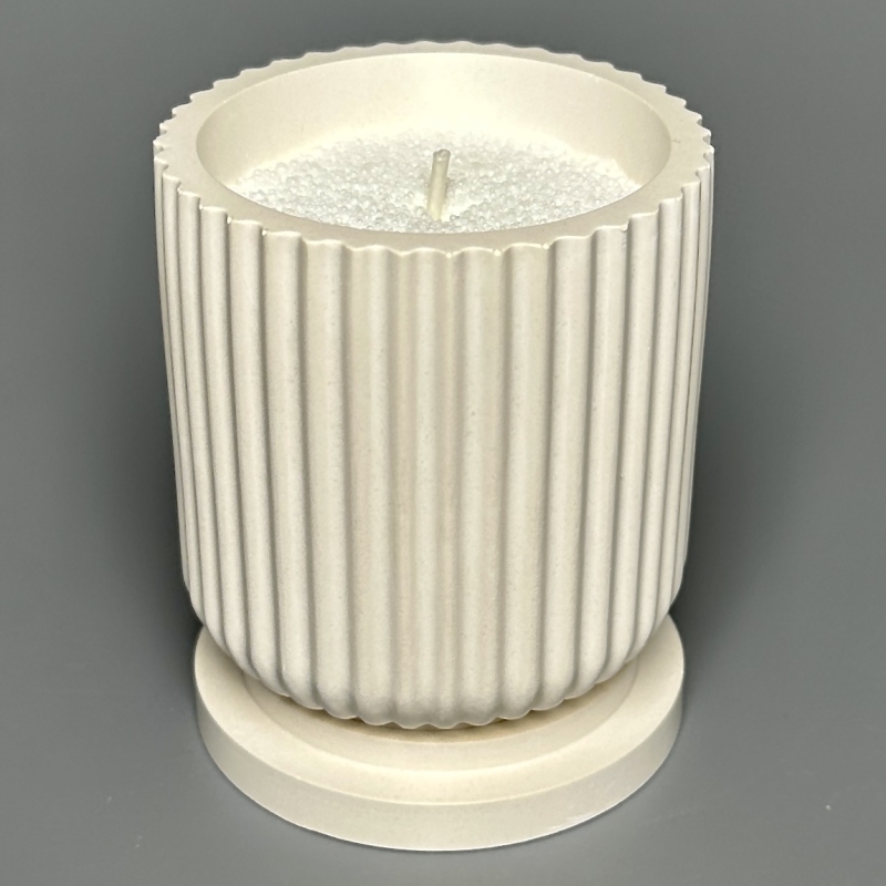 Ароматическая свеча с хлопковым фитилём Candle Flamber в подсвечнике из гипса с крышкой 1 шт